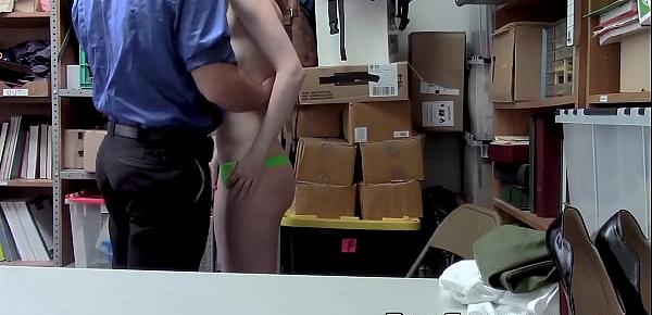 Redhead teen suspect is strip searched and fucked by a guard